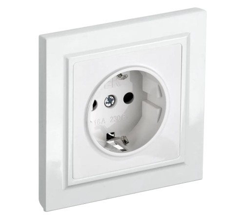 Розетка силов. IEK Brite РСР14-1-0-БрБ BR-R14-16-K01-F одинар. скрыт. зазем. штор. белый (упак.:1шт)