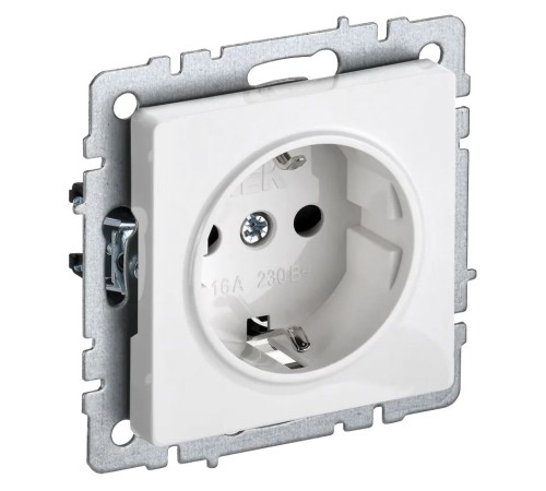 Розетка силов. IEK Brite РС14-1-0-БрБ BR-R14-16-K01 одинар. скрыт. зазем. штор. белый (упак.:1шт)