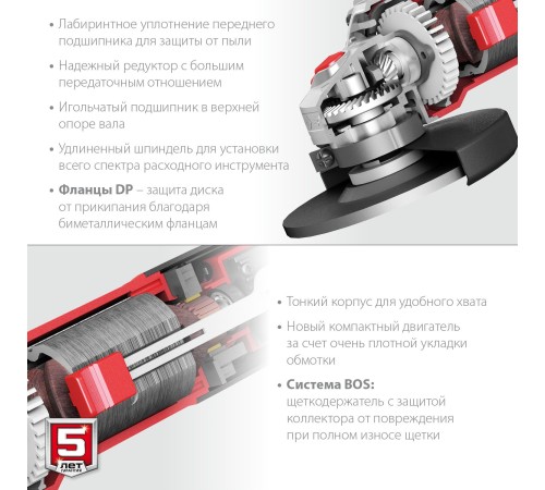 Углошлифовальная машина Зубр УШМ-125-1005 1000Вт 11000об/мин рез.шпин.:M14 d=125мм