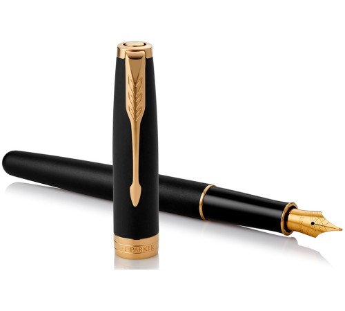 Ручка перьев. Parker Sonnet Core F528 (CW1931516) Matte Black GT F сталь нержавеющая подар.кор.