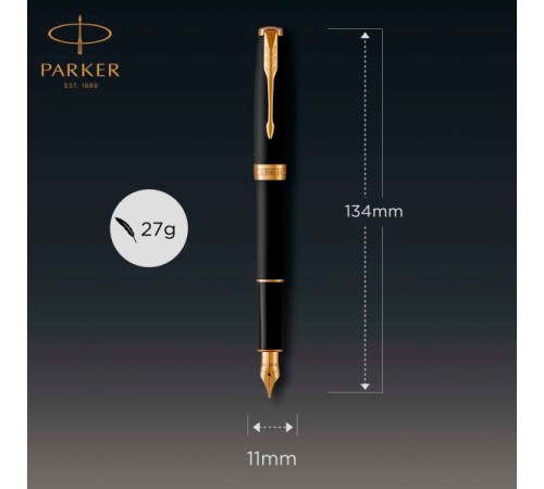 Ручка перьев. Parker Sonnet Core F528 (CW1931516) Matte Black GT F сталь нержавеющая подар.кор.