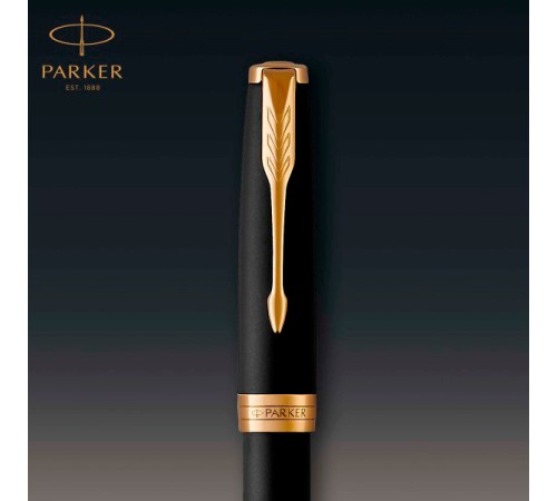 Ручка перьев. Parker Sonnet Core F528 (CW1931516) Matte Black GT F сталь нержавеющая подар.кор.