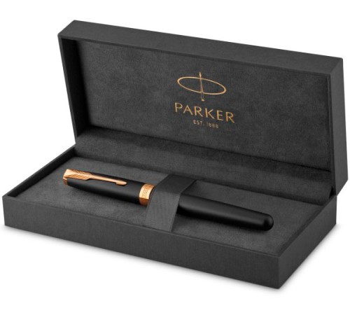 Ручка перьев. Parker Sonnet Core F528 (CW1931516) Matte Black GT F сталь нержавеющая подар.кор.