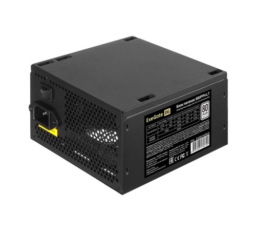 Exegate EX292152RUS-OEM-S Блок питания 800W ExeGate 80 PLUS® 800PPH-LT-OEM (ATX, APFC, SC, КПД 82% (80 PLUS), 12cm fan, 24pin, (4+4)pin, PCIe, 5xSATA, 3xIDE, кабель 220V с защитой от выдергивания, bla