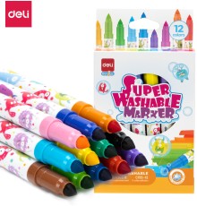 Фломастеры Deli EC155-12 пулевидный пиш. наконечник 12цв. коробка с европодвесом