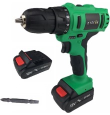 Дрель аккумуляторная Zitrek Greenpower 12-Li { 12В, Li-ion аккумулятор 2шт, ЗУ, кейс, бита } [063-4074]