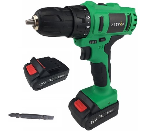 Дрель аккумуляторная Zitrek Greenpower 12-Li { 12В, Li-ion аккумулятор 2шт, ЗУ, кейс, бита } [063-4074]