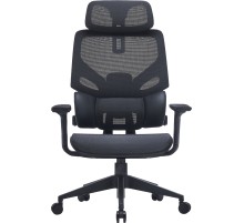 Кресло Cactus CS-CHR-MC01-BK черный сет./эко.кожа с подголов. крестов. пластик подст.для ног