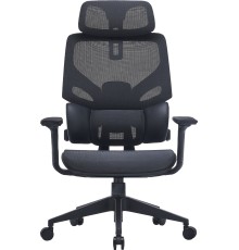 Кресло Cactus CS-CHR-MC01-BK черный сет./эко.кожа с подголов. крестов. пластик подст.для ног