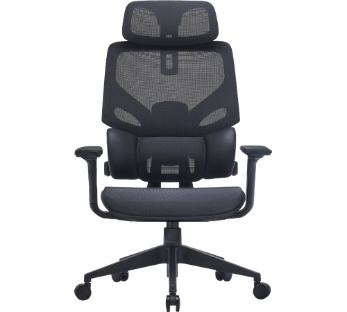Кресло Cactus CS-CHR-MC01-BK черный сет./эко.кожа с подголов. крестов. пластик подст.для ног