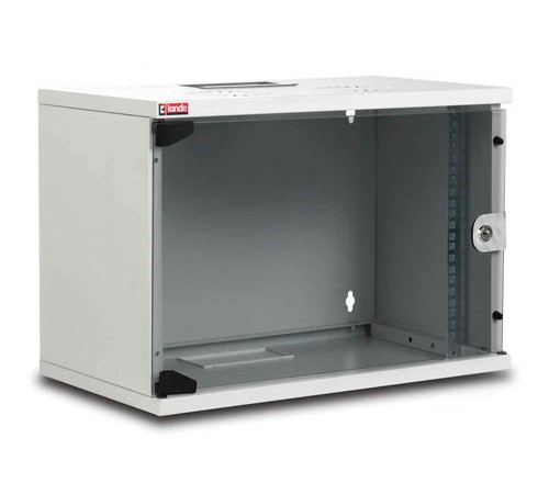 Шкаф коммутационный Lande NetBox Soho (LN-SH07U5430-LG-F0-1) настенный 7U 540x300мм пер.дв.стекл задн.дв.стал.лист несъемн.бок.пан. направл.под закл.гайки 80кг серый 310мм 8.3кг 370мм IP20 сталь