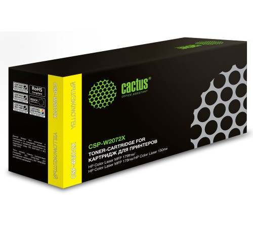 Картридж лазерный Cactus CSP-W2072X желтый (1300стр.) для HP Color Laser 150a/150nw/178nw MFP/179fnw MFP