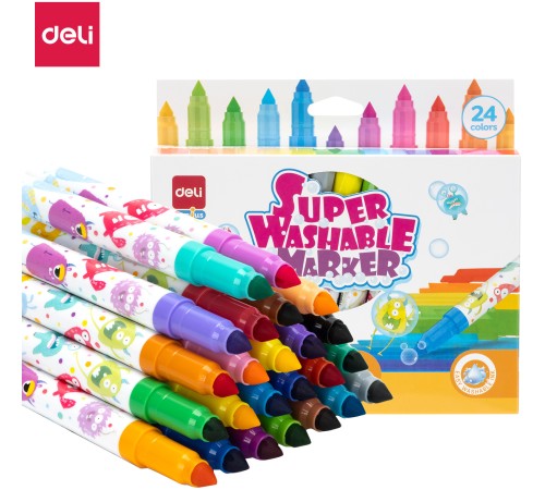 Фломастеры Deli EC155-24 пулевидный пиш. наконечник 24цв. коробка с европодвесом
