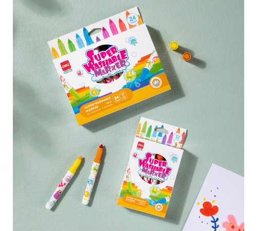 Фломастеры Deli EC155-24 пулевидный пиш. наконечник 24цв. коробка с европодвесом