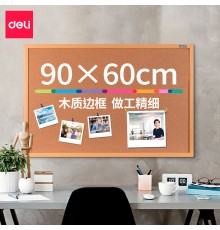 Доска пробковая Deli 8764 пробка желтый 60x90см деревянная рама