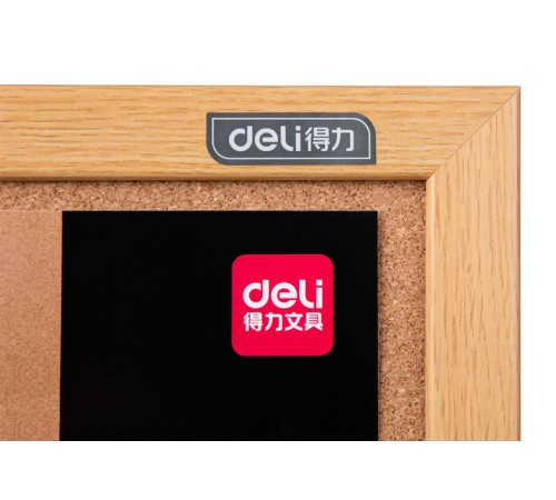 Доска пробковая Deli 8765 пробка желтый 90x120см деревянная рама