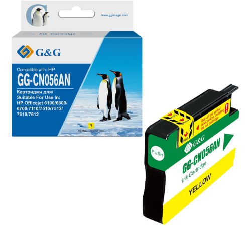 Картридж струйный G&G GG-CN056AN желтый (14мл) для HP Officejet 6100/6600/6700/7110/7510