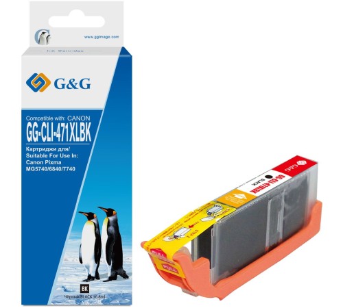 Картридж струйный G&G GG-CLI-471XLBK фото черный (10.8мл) для Canon TS5040/MG5740/MG6840/MG7740