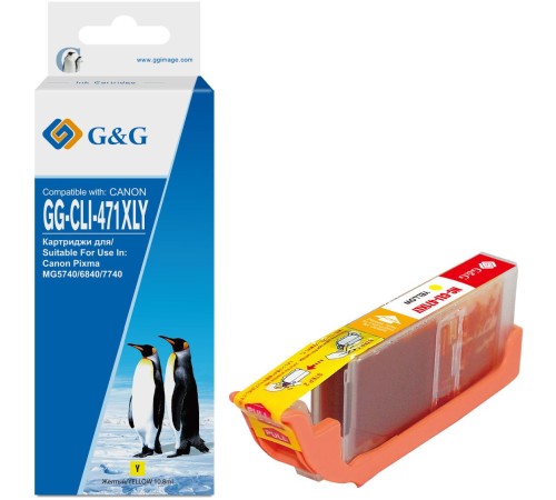 Картридж струйный G&G GG-CLI-471XLY желтый (10.8мл) для Canon TS5040/MG5740/MG6840/MG7740