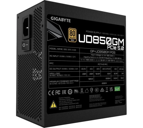 Блок питания Gigabyte ATX 850W GP-UD850GM GP5 80+ gold 24+2x(4+4) pin APFC 120mm fan 8xSATA Cab Manag RTL