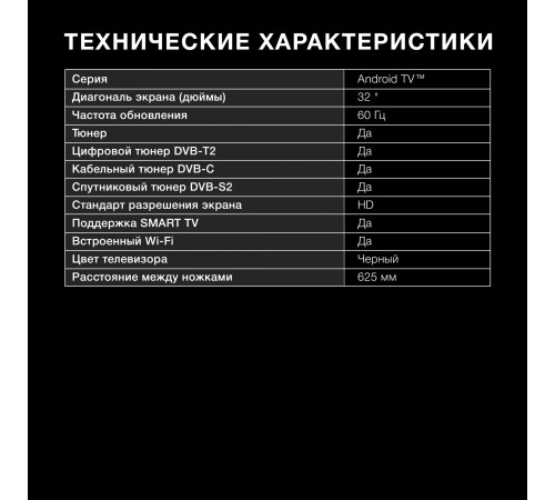 Телевизор LED Hyundai 32" H-LED32BS5002 Android TV Frameless черный HD 60Hz DVB-T2 DVB-C DVB-S DVB-S2 USB WiFi Smart TV Телевизор LED Hyundai 32" H-LED32BS5002 Android TV Frameless черный HD 60Hz DVB-T2 DVB-C DVB-S DVB-S2 USB WiFi Smart TV