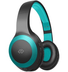 Гарнитура накладные Digma BT-15 черный/голубой беспроводные bluetooth оголовье (BT-15BLB)