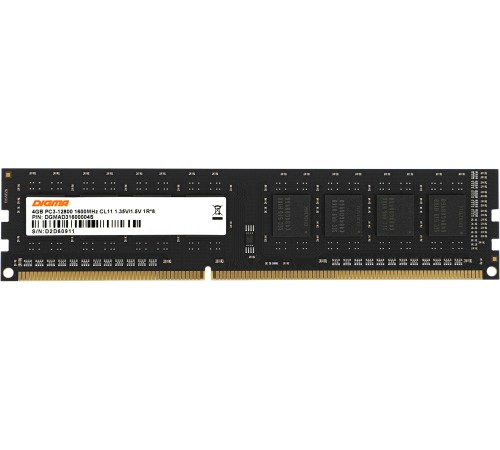 Память DDR3L 4Gb 1600MHz Digma DGMAD31600004S RTL PC3-12800 CL11 DIMM 240-pin 1.35В Низкопрофильная single rank Память DDR3L 4Gb 1600MHz Digma DGMAD31600004S RTL PC3-12800 CL11 DIMM 240-pin 1.35В Низкопрофильная single rank