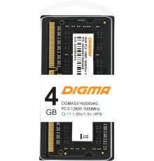 Память DDR3L 4Gb 1600MHz Digma DGMAS31600004S RTL PC3-12800 CL11 SO-DIMM 204-pin 1.35В single rank