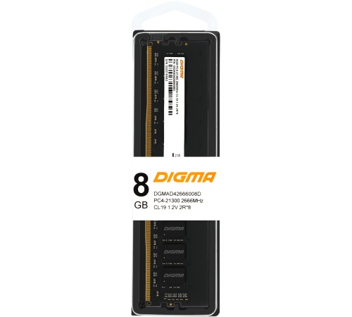 Память DDR4 8Gb 2666MHz Digma DGMAD42666008D RTL PC4-21300 CL19 DIMM 288-pin 1.2В dual rank Память DDR4 8Gb 2666MHz Digma DGMAD42666008D RTL PC4-21300 CL19 DIMM 288-pin 1.2В dual rank