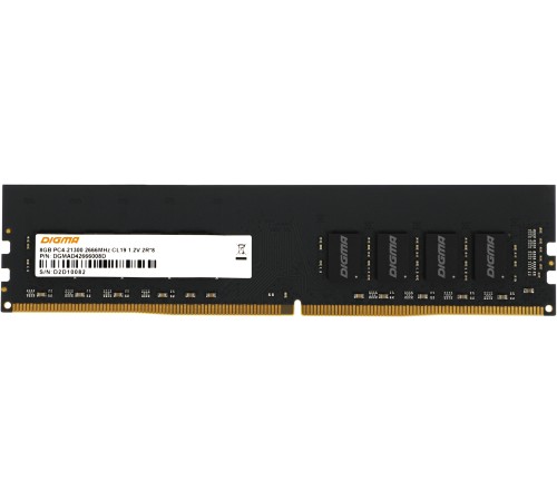 Память DDR4 8Gb 2666MHz Digma DGMAD42666008D RTL PC4-21300 CL19 DIMM 288-pin 1.2В dual rank Память DDR4 8Gb 2666MHz Digma DGMAD42666008D RTL PC4-21300 CL19 DIMM 288-pin 1.2В dual rank