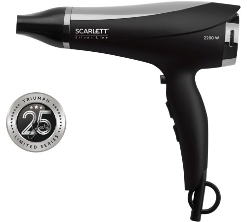 Фен Scarlett SC-HD70I76 2200Вт черный/серебристый