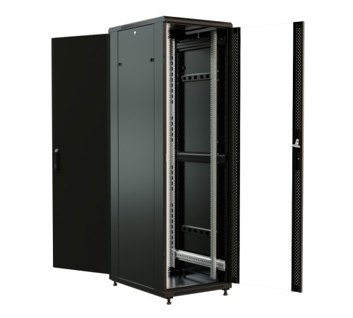 WRline Шкаф напольный 19-дюймовый, 42U, 2055x600x600 мм , передняя стеклянная дверь со стальными перфорированными боковинами, задняя дверь сплошная, цвет черный (RAL 9004) (разобранный) WRline Шкаф напольный 19-дюймовый, 42U, 2055x600x600 мм , передняя стеклянная дверь со стальными перфорированными боковинами, задняя дверь сплошная, цвет черный (RAL 9004) (разобранный)
