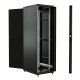 WRline Шкаф напольный 19-дюймовый, 42U, 2055x600x600 мм , передняя стеклянная дверь со стальными перфорированными боковинами, задняя дверь сплошная, цвет черный (RAL 9004) (разобранный)
