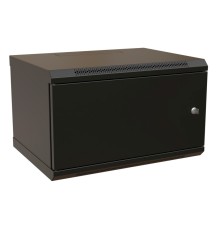WRline Шкаф настенный 19-дюймовый (19"), 6U, 367х600х600мм, металлическая передняя дверь с замком, две боковые панели, цвет черный (RAL 9004) (разобранный)