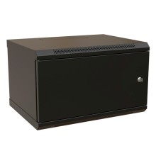 WRline Шкаф настенный 19-дюймовый (19"), 9U, 500х600х450мм, металлическая передняя дверь с замком, две боковые панели, цвет черный (RAL 9004) (разобранный)
