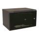 WRline Шкаф настенный 19-дюймовый (19"), 9U, 500х600х600мм, стеклянная дверь с перфорацией по бокам, ручка с замком, цвет черный (RAL 9004) (разобранный)