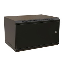 WRline Шкаф настенный 19-дюймовый (19"), 9U, 500х600х600мм, металлическая передняя дверь с замком, две боковые панели, цвет черный (RAL 9004) (разобранный)