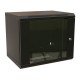 WRline Шкаф настенный 19-дюймовый (19"), 12U, 650х600х600мм, стеклянная дверь с перфорацией по бокам, ручка с замком, цвет черный (RAL 9004) (разобранный)