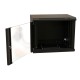WRline Шкаф настенный 19-дюймовый (19"), 12U, 650х600х600мм, стеклянная дверь с перфорацией по бокам, ручка с замком, цвет черный (RAL 9004) (разобранный)