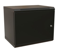 WRline Шкаф настенный 19-дюймовый (19"), 15U, 775х600х450мм, металлическая передняя дверь с замком, две боковые панели, цвет черный (RAL 9004) (разобранный)