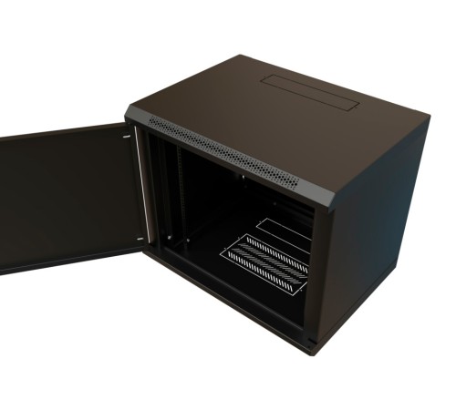 WRline Шкаф настенный 19-дюймовый (19"), 15U, 775х600х450мм, металлическая передняя дверь с замком, две боковые панели, цвет черный (RAL 9004) (разобранный) WRline Шкаф настенный 19-дюймовый (19"), 15U, 775х600х450мм, металлическая передняя дверь с замком, две боковые панели, цвет черный (RAL 9004) (разобранный)