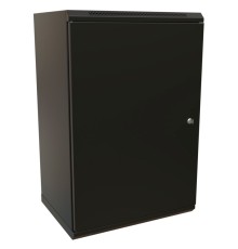 WRline Шкаф настенный 19-дюймовый (19"), 18U, 908х600х600мм, металлическая передняя дверь с замком, две боковые панели, цвет черный (RAL 9004) (разобранный)