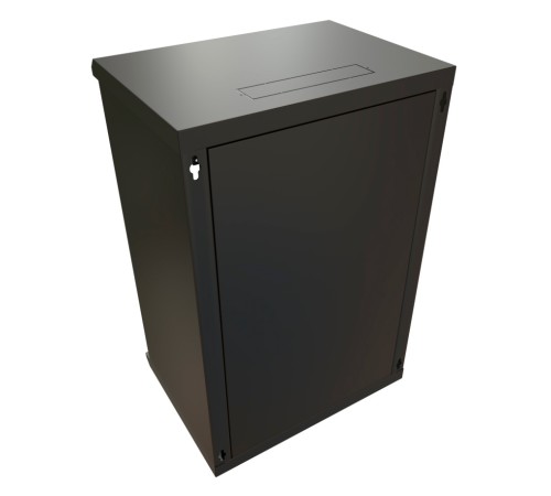 WRline Шкаф настенный 19-дюймовый (19"), 22U, 1086х600х450мм, стеклянная дверь с перфорацией по бокам, ручка с замком, цвет черный (RAL 9004) (разобранный) WRline Шкаф настенный 19-дюймовый (19"), 22U, 1086х600х450мм, стеклянная дверь с перфорацией по бокам, ручка с замком, цвет черный (RAL 9004) (разобранный)