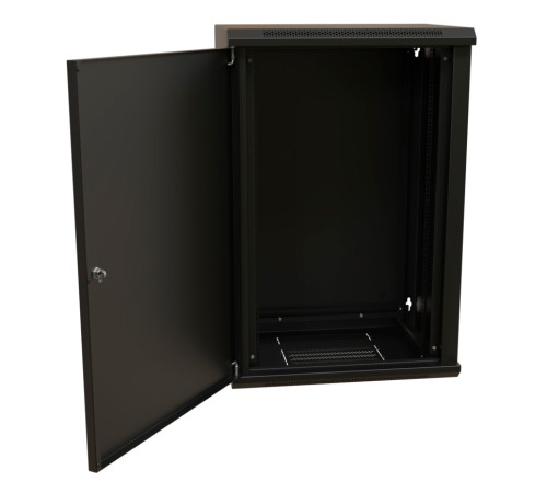 WRline Шкаф настенный 19-дюймовый (19"), 22U, 1086х600х450мм, металлическая передняя дверь с замком, две боковые панели, цвет черный (RAL 9004) (разобранный) WRline Шкаф настенный 19-дюймовый (19"), 22U, 1086х600х450мм, металлическая передняя дверь с замком, две боковые панели, цвет черный (RAL 9004) (разобранный)