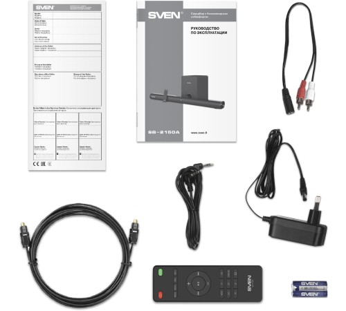 Саундбар SB-2150A, черный (180 Вт,USB,HDMI,ПДУ,Optical, Bluetooth,дисплей, беспроводной сабвуфер)
