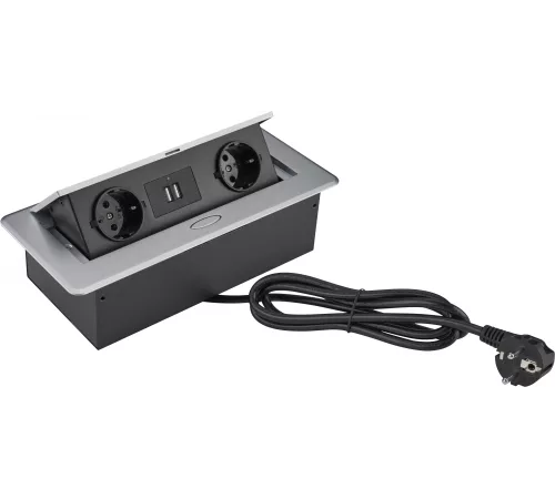 Розетка Cactus CS-SOCKET-EU/USBA-GY для столешницы серый