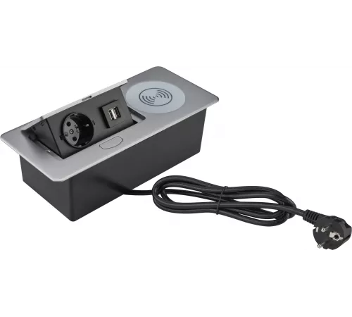 Розетка Cactus CS-SOCKET-USBA-WLESS для столешницы серебристый