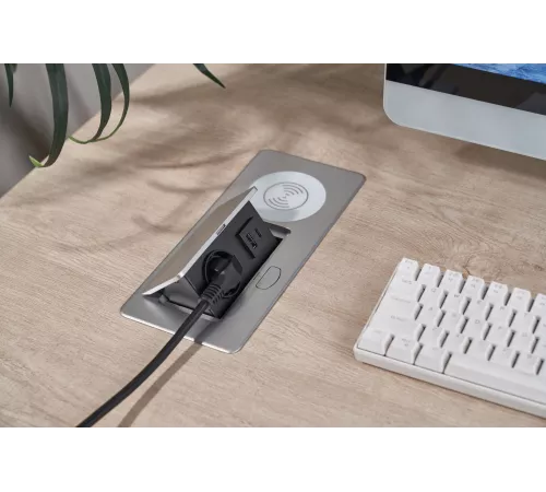 Розетка Cactus CS-SOCKET-USBA/C-WLESS для столешницы серебристый