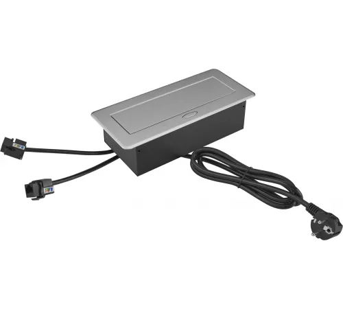 Розетка Cactus CS-SOCKET-EU2-USBA/C-NET для столешницы серый