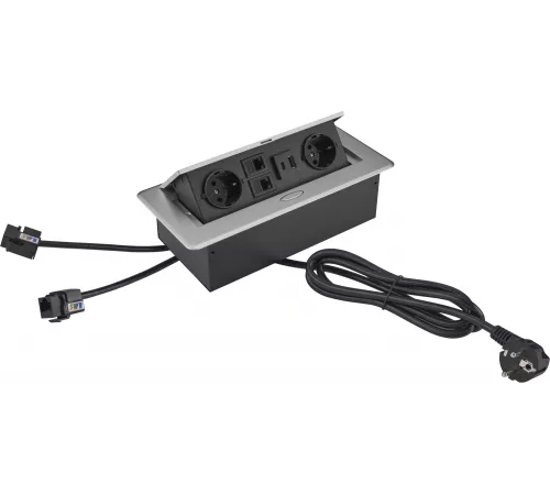 Розетка Cactus CS-SOCKET-EU2-USBA/C-NET для столешницы серый